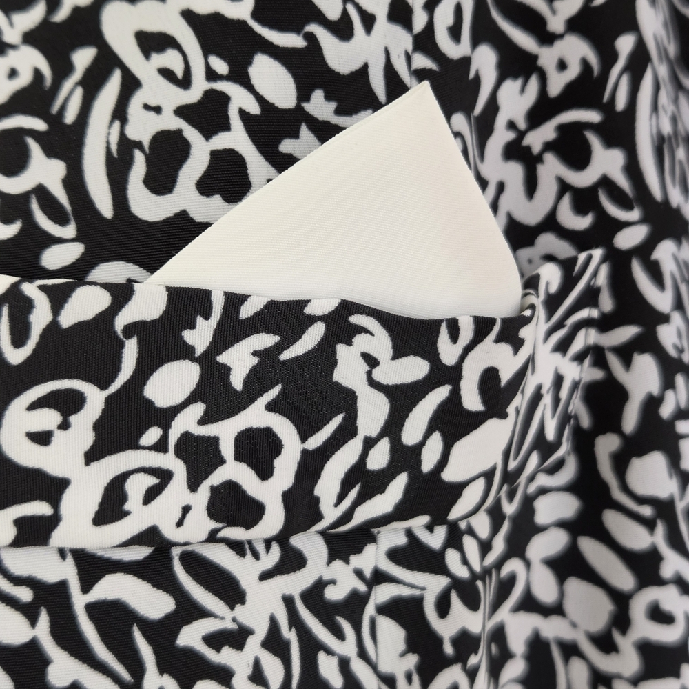 Liz Roberts Vintage Black & White Floral Double-Breasted Peplum Dress, Size 16 - Picture 10 of 11